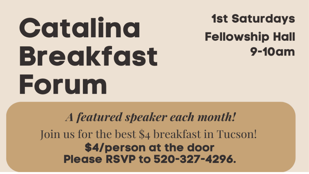 Catalina Breakfast Forum: Saturday, Dec 7, 9-10am